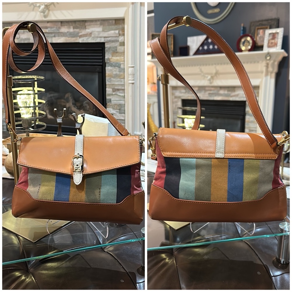 Fendi Multicolor Striped Canvas and Tan Leather Shoulder Bag - Picture 7 of 16